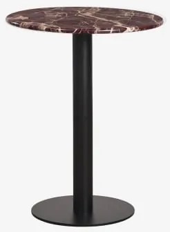 Mesa De Bar Redonda Em Pedra Natural Xiren Ø60 Cm & Preto & Mármore Vermelho Cherry Gold - Sklum