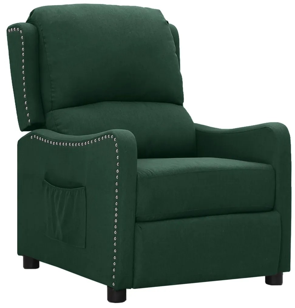 vidaXL Poltrona reclinável tecido verde-escuro