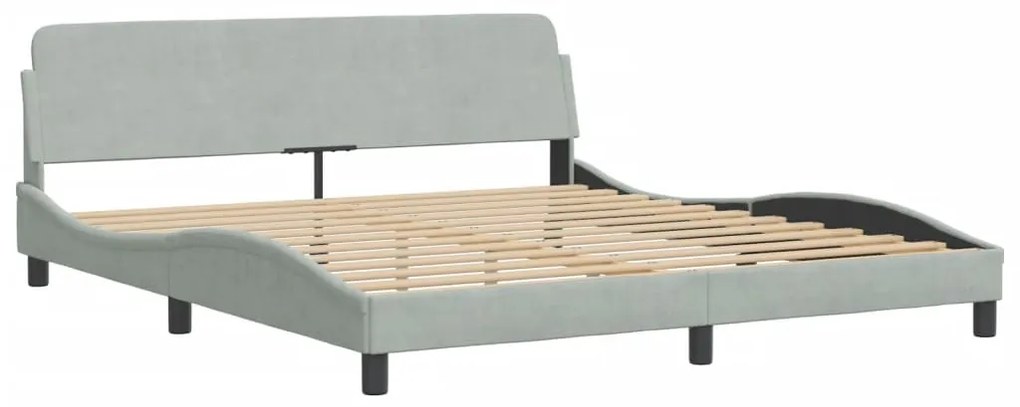 Estrutura de cama c/ cabeceira 180x200 cm veludo cinzento-claro