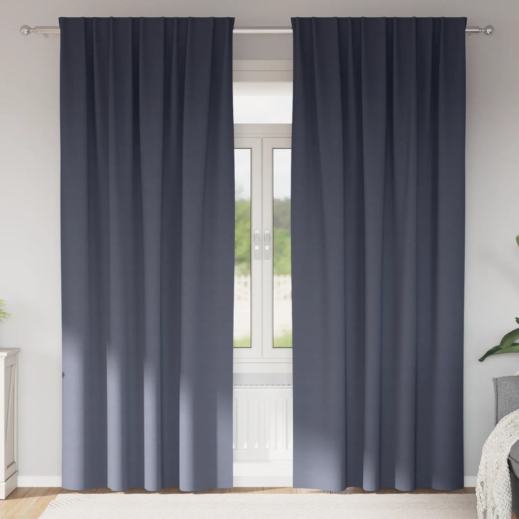 vidaXL Cortinas opacas 2 pcs Cinzento-escuro 245 x 140 cm Poliéster