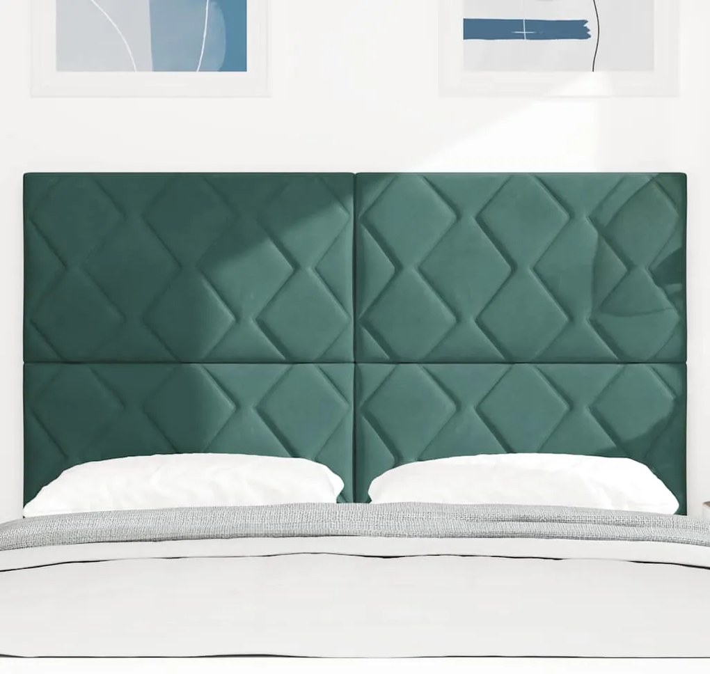 Cabeceira LED Design Blocos de Diamante Verde Escuro 144 cm