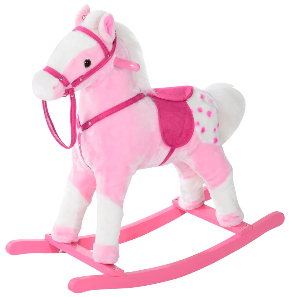 Cavalo de Baloiço para crianças a partir de 3 anos com Sons 74x28x65cm Rosa