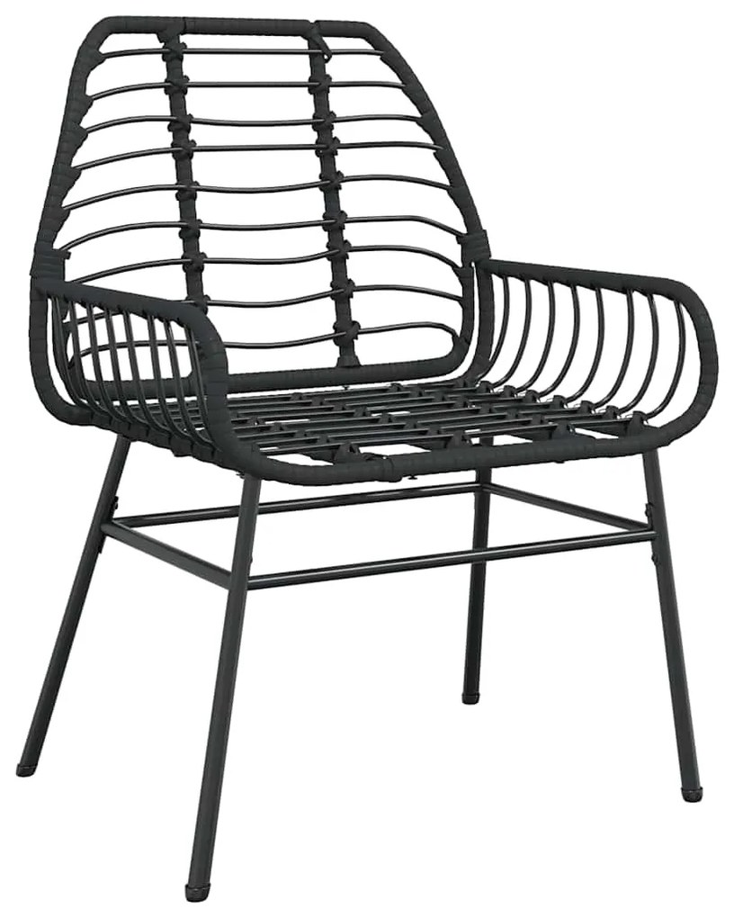 3 pcs conjunto de jantar para jardim vime PE vidro preto
