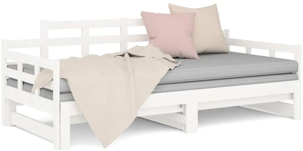 Estrutura sofá-cama de puxar 2x(80x200) cm pinho maciço branco