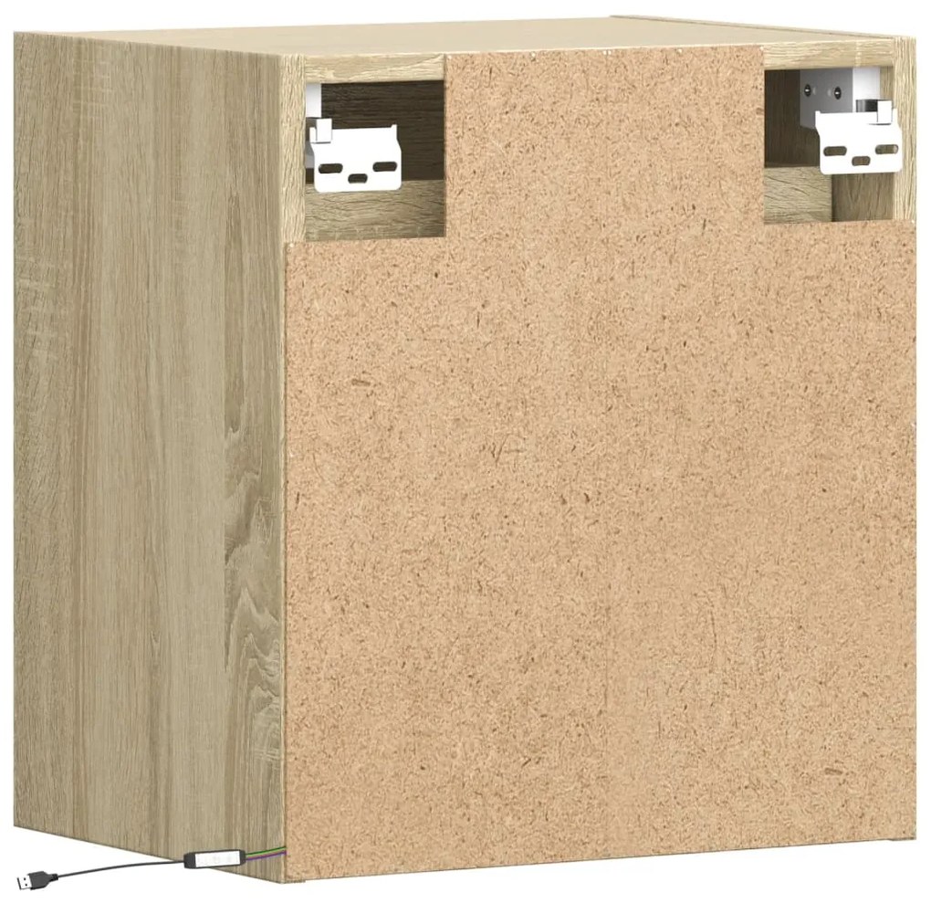 Móvel de parede p/ TV c/ luzes LED 41x31x45 cm carvalho sonoma