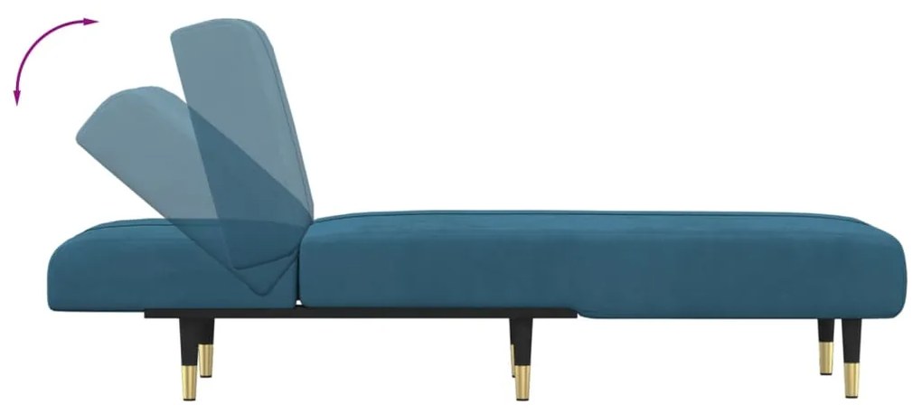 Chaise longue veludo azul