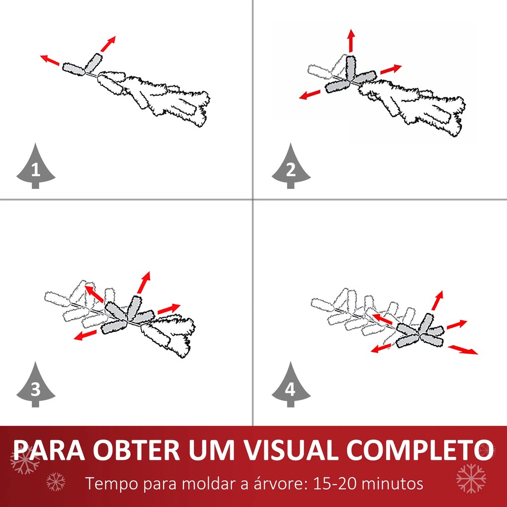 Árvore de Natal Artificial 120 cm com 222 Ramos 28 Decorações Suporte em Aço Dobrável e Base Destacável Verde