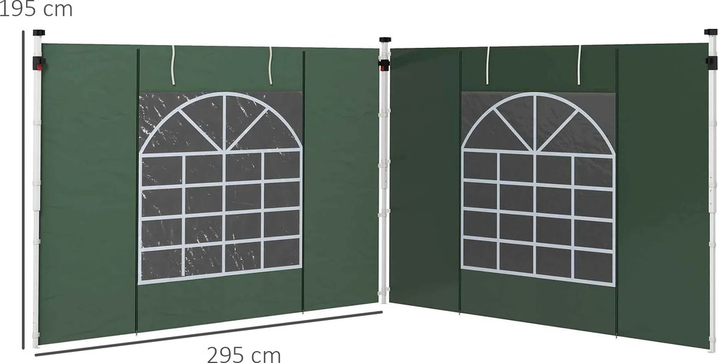 Paredes Laterais para Tenda de 2 Painéis 295x195 cm com Janela Enroláv