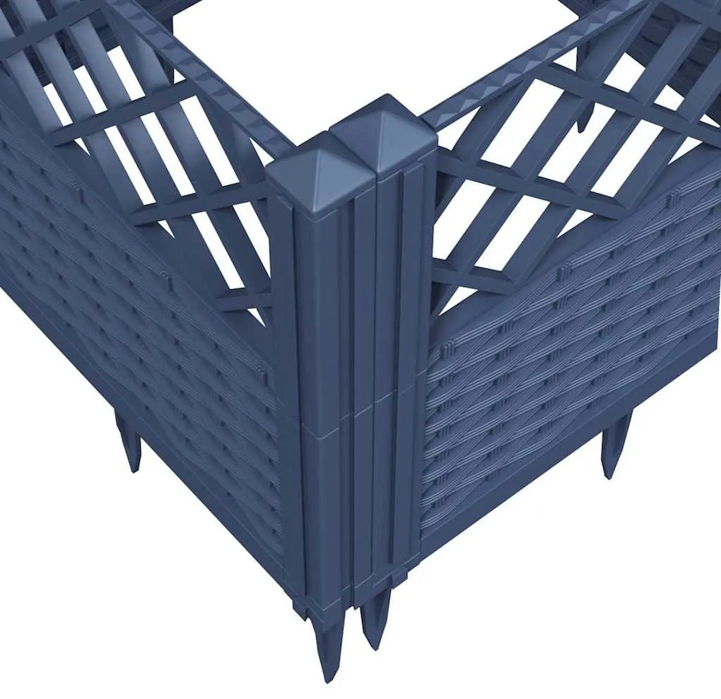Vaso/floreira de jardim c/ estacas 123,5x43,5x43,5 cm PP cinzento azul