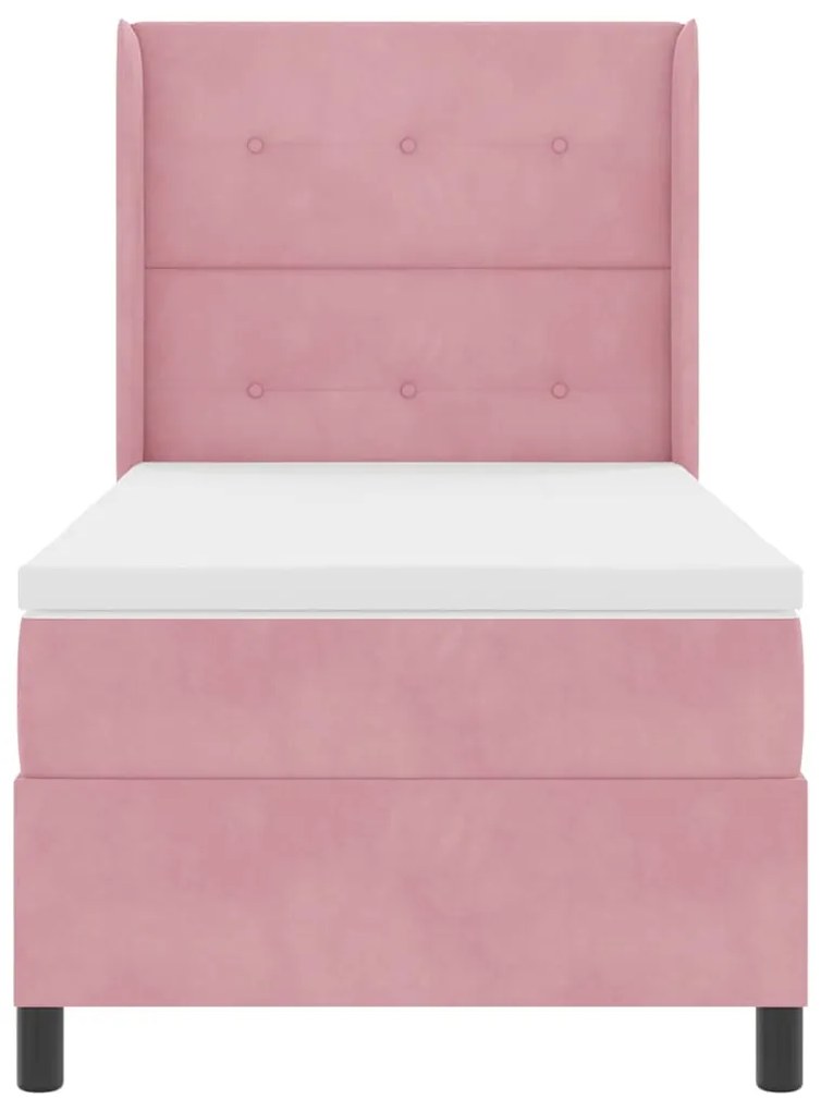 Cama Box com Colchão vidaXL Rosa 90x190 cm Veludo