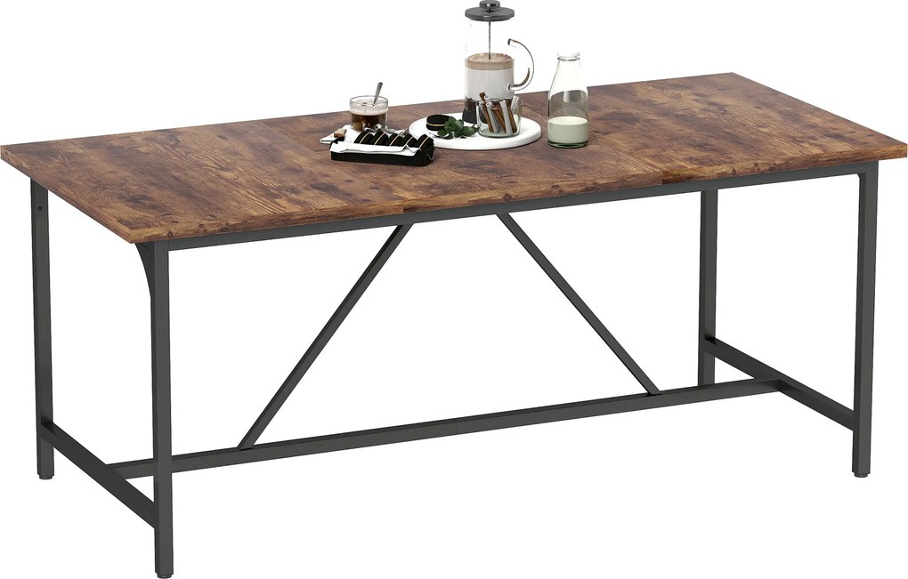 Mesa de Refeição Retangular para 6-8 Pessoas (CADEIRAS NÃO INCLUIDAS) Industrial com Pés de Metal 180x80x75,5 cm Castanho Rústico