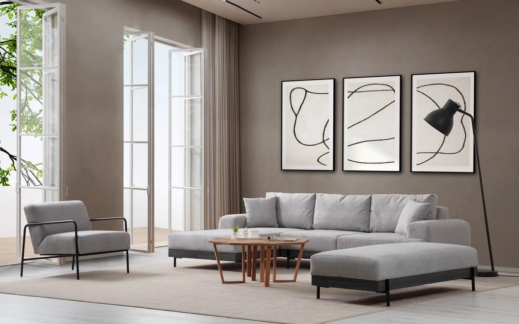 Sofá de Canto Eti – Cinzento – 170 x 280 cm