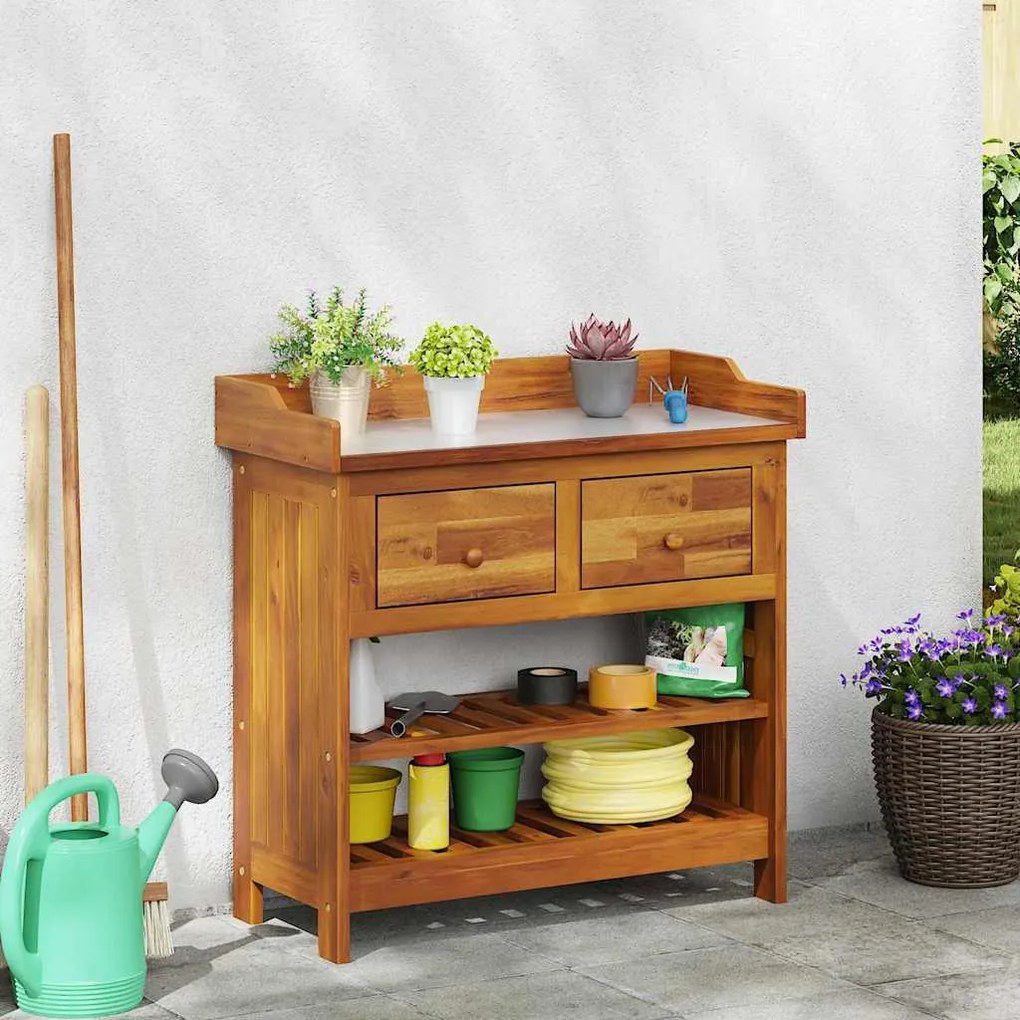 vidaXL Armário de Jardim com gaveta Natural 78 x 36,5 x 78cm
