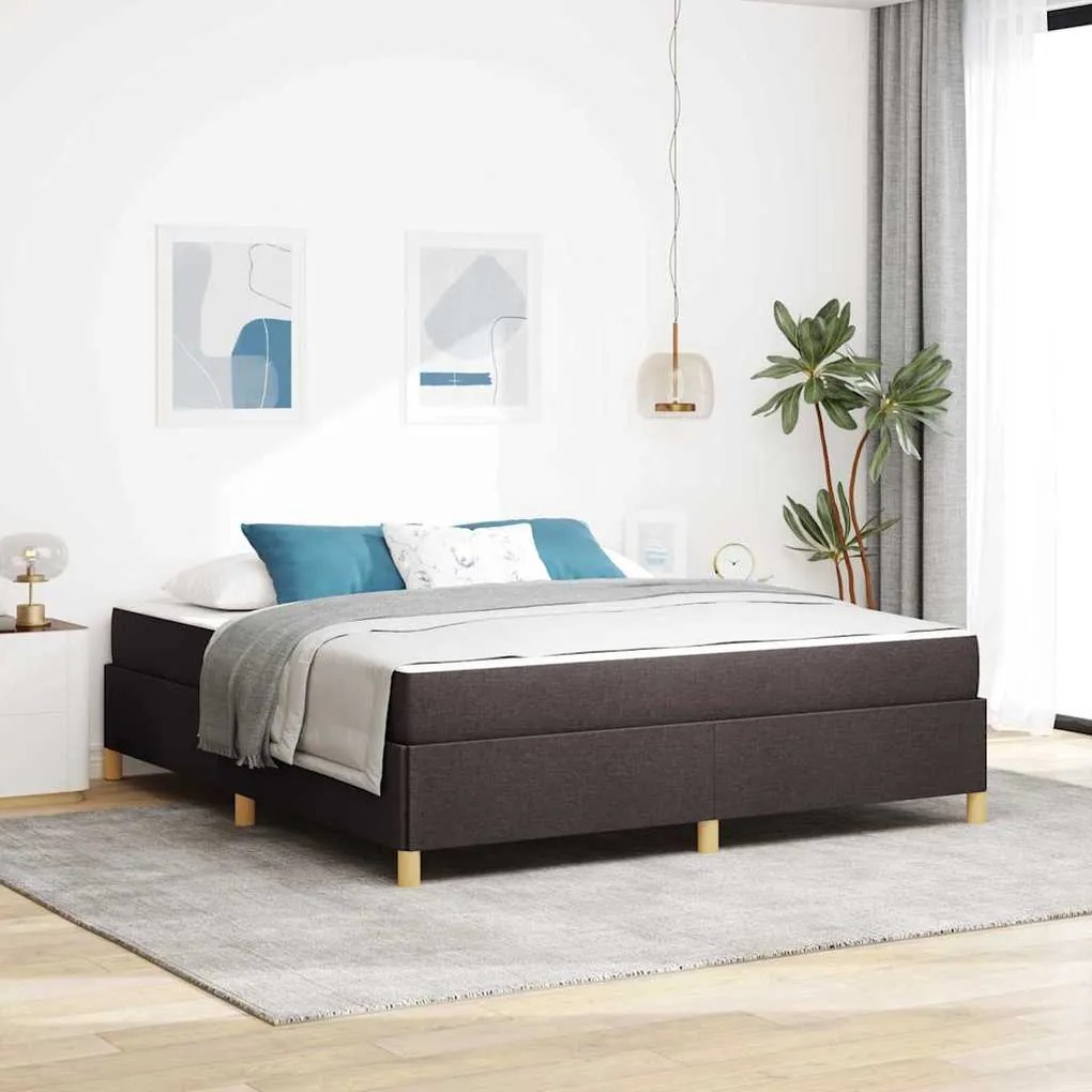 vidaXL Estrutura da Cama com colchão Marrom Escuro 180 x 200 cm tecido