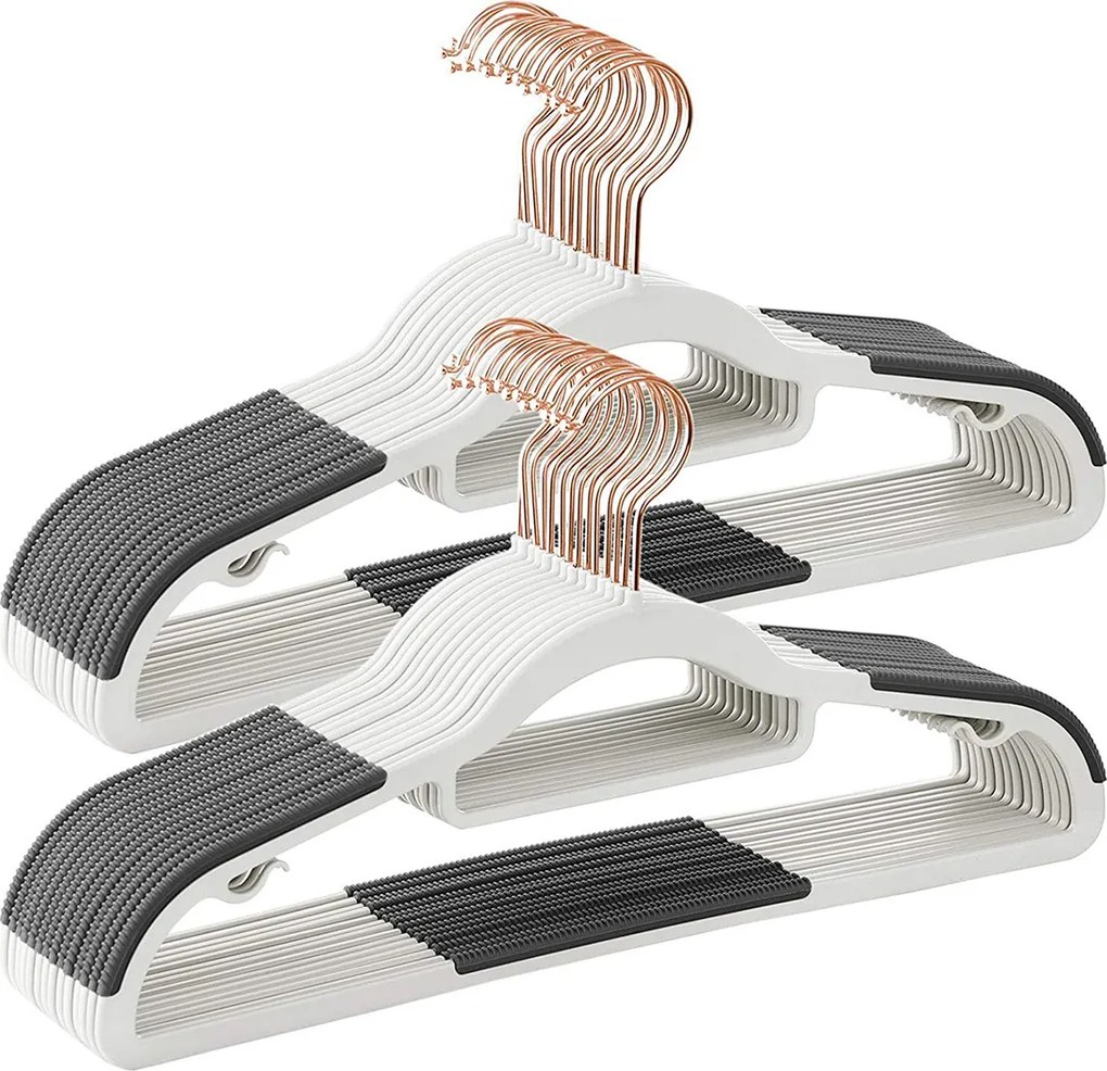 Conjunto de 30 Cabides para casacos em plástico 42 x 0,6 x 21,5 cm cinzento claro-cinzento escuro