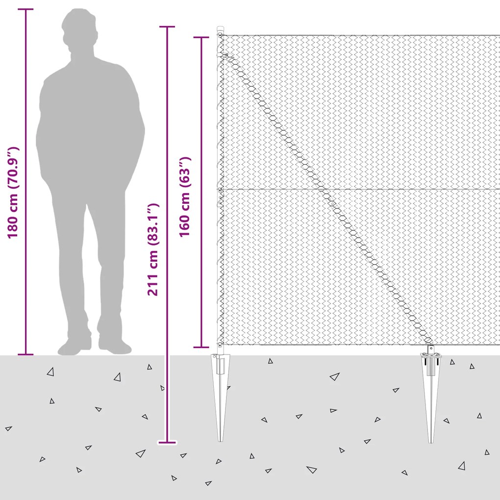 Cerca Hexagonal vidaXL Cinza 1,6x50 m Aço