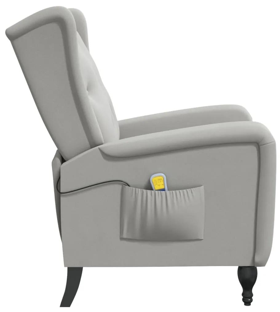 Poltrona de massagens reclinável veludo cinzento-claro