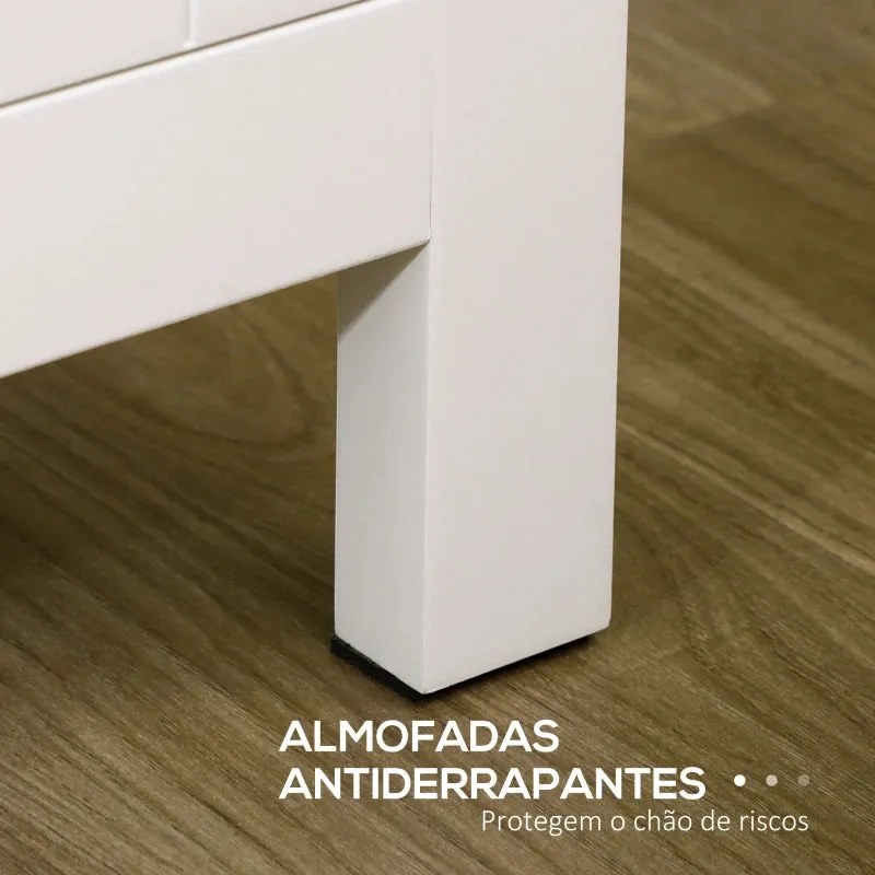 Aparador Mylov com 3 Portas de 120 cm - Branco/Castanho - Design Nórdi
