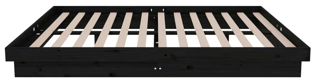 Estrutura de cama 140x190 cm madeira maciça preto