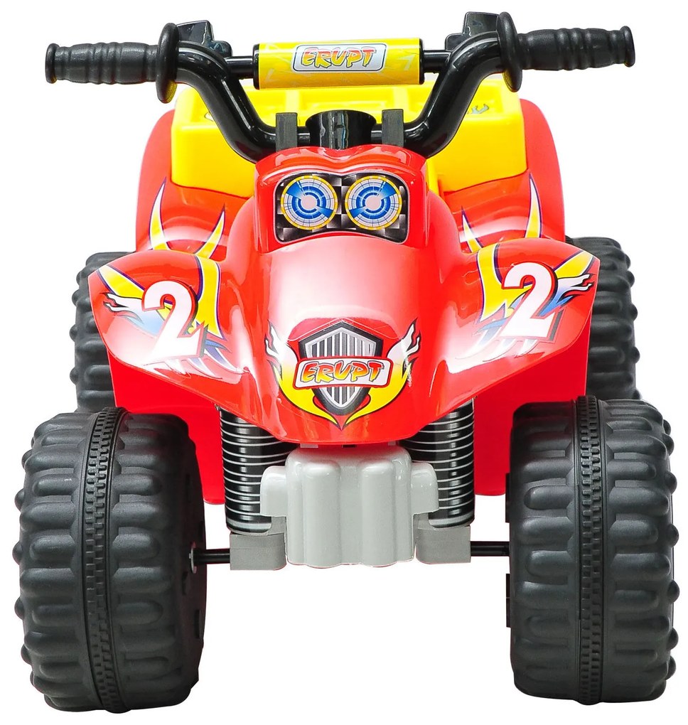 Moto-quatro Infantil com bateria, tipo Carro Elétrico- Vermelho Amarelo e Preto - Polipropileno - 65 x 43 x 43 cm