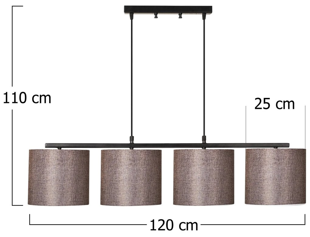 Candeeiro de Teto Valiz – Preto e Castanho – 110 x 25 cm