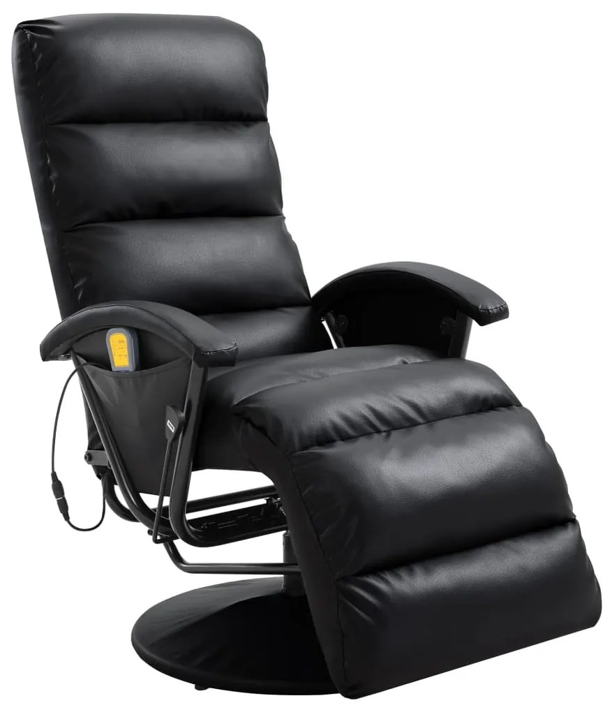 248481 vidaXL Cadeira de massagens reclinável em couro artificial preto