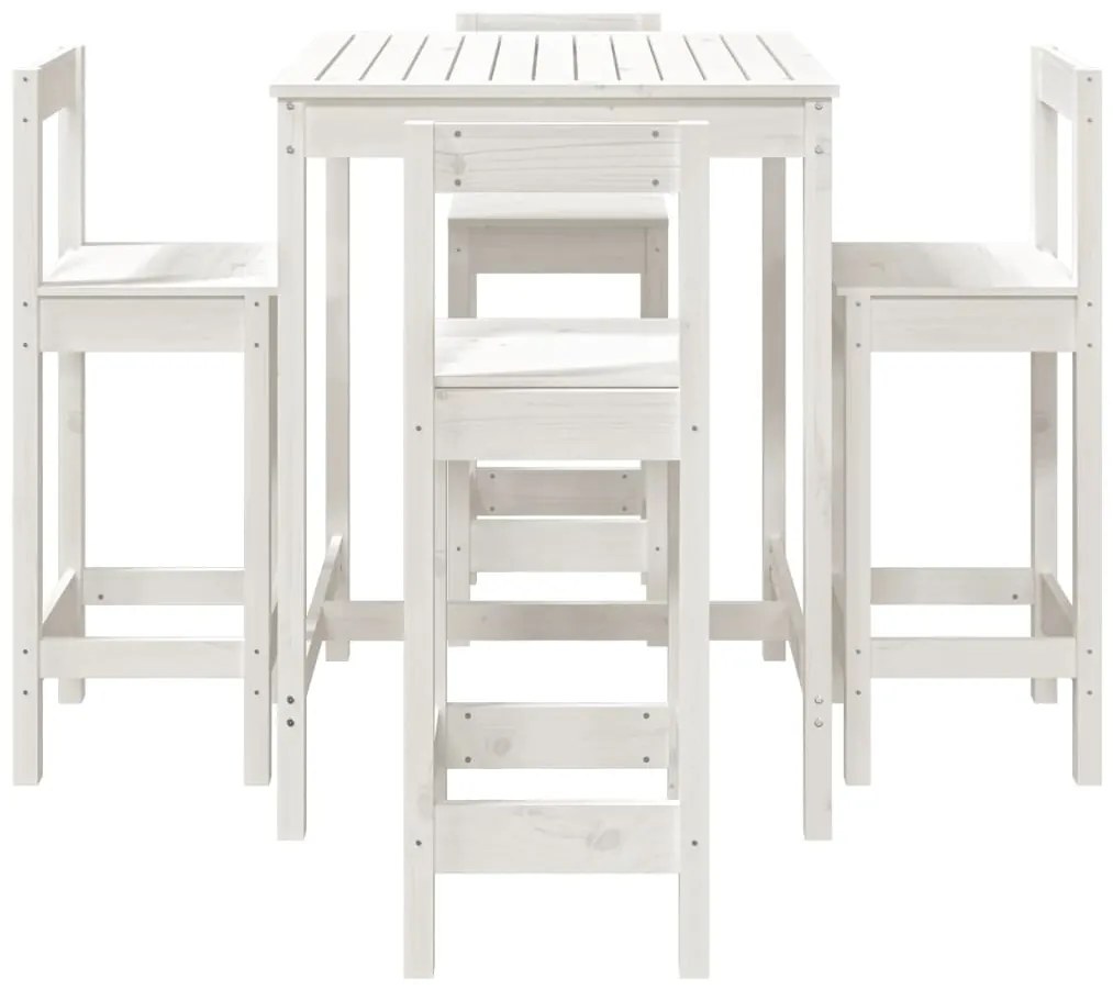 5 pcs conjunto de bar para jardim pinho maciço branco