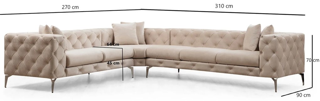 Sofá de Canto Como – Ecru – 310x70x270 cm
