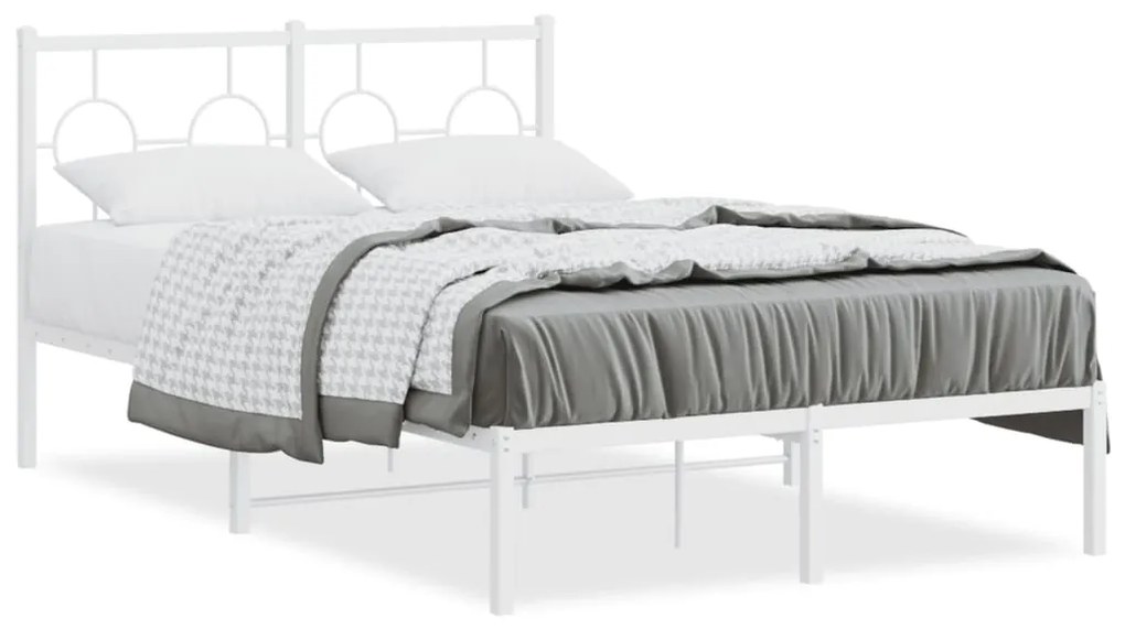 vidaXL Estrutura de cama com cabeceira 120x190 cm metal branco