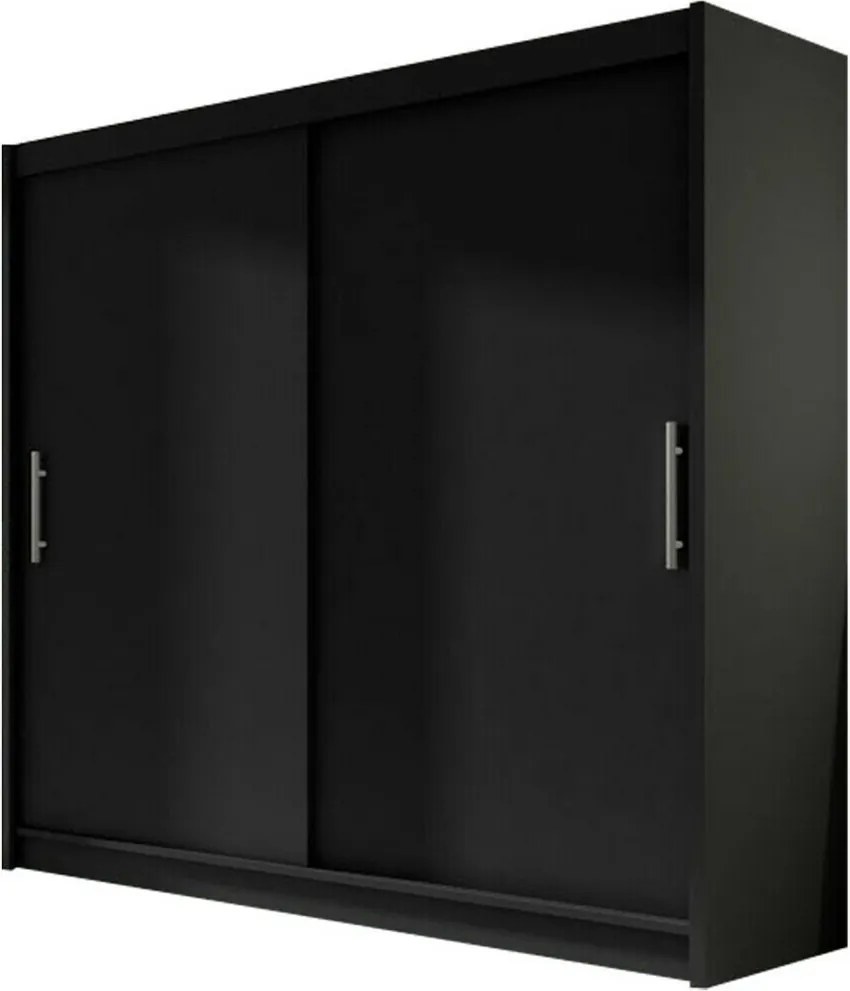 Roupeiro Closico 100, Preto, 215x180x58cm, 138 kg, Portas para roupeiro: Deslizante, Número de prateleiras: 5, Número de prateleiras: 5