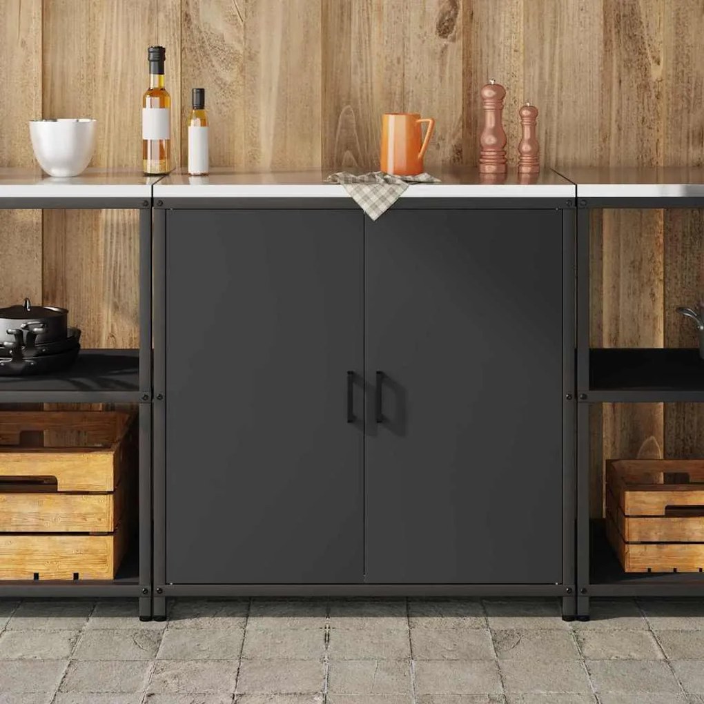 Armário de Armazenamento para Cozinha Preto 60 x 50 x 92 cm Aço