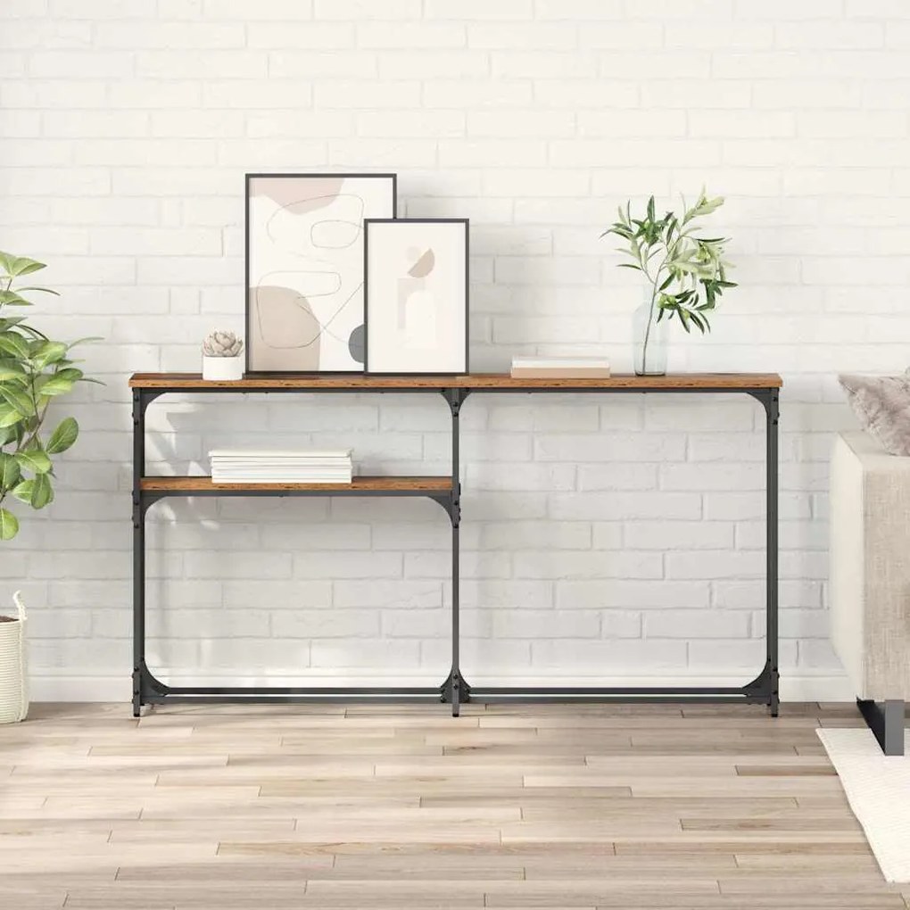 vidaXL MesadeConsola Madeira antiga 145x22.5x75cm Madeira processada