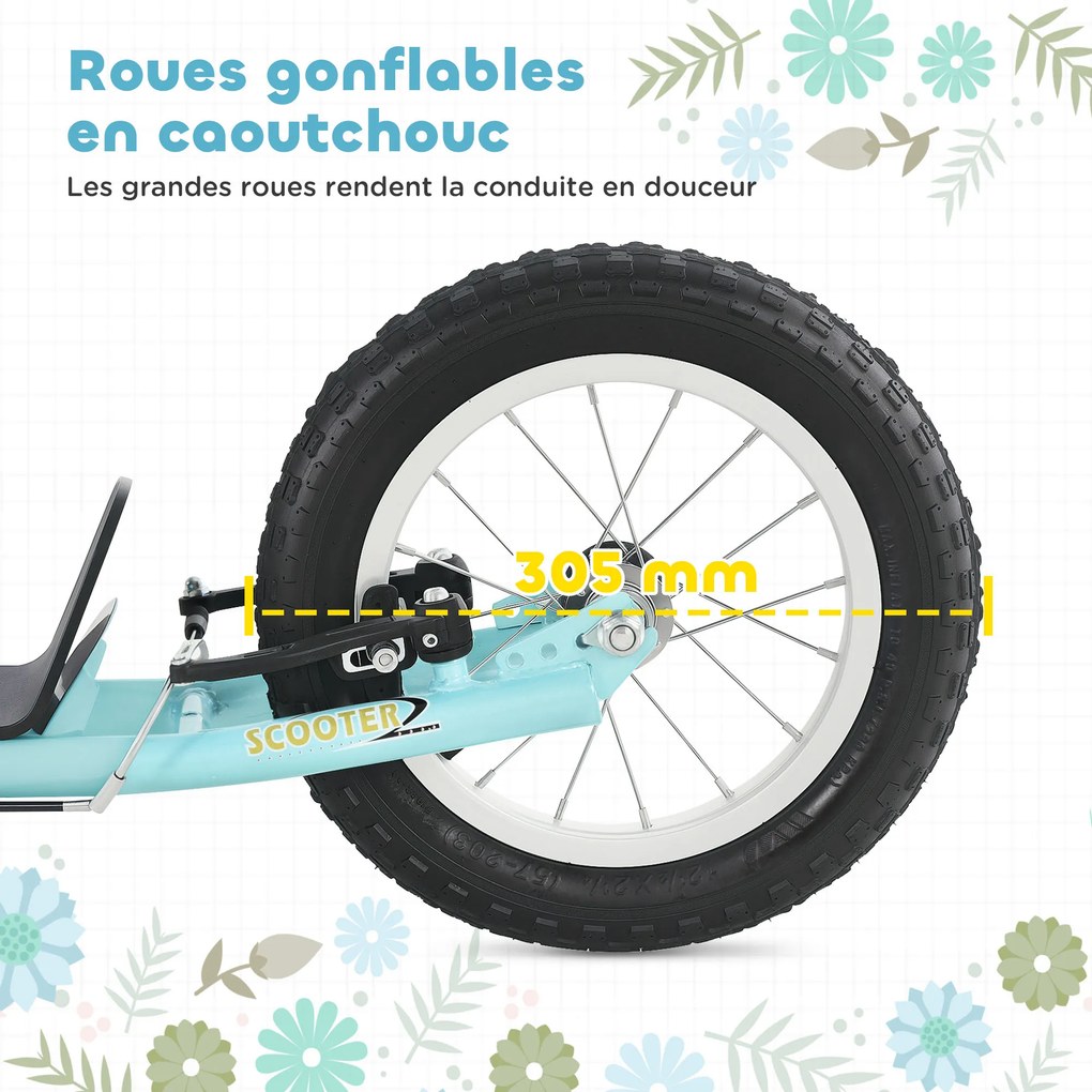 Trotinete para crianças dos 5 aos 12 anos, 2 rodas, com altura ajustável, 120 x 58 x 85-95 cm, azul