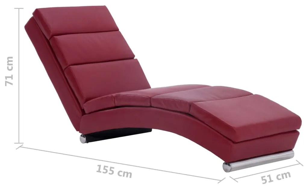 Chaise longue couro artificial vermelho tinto