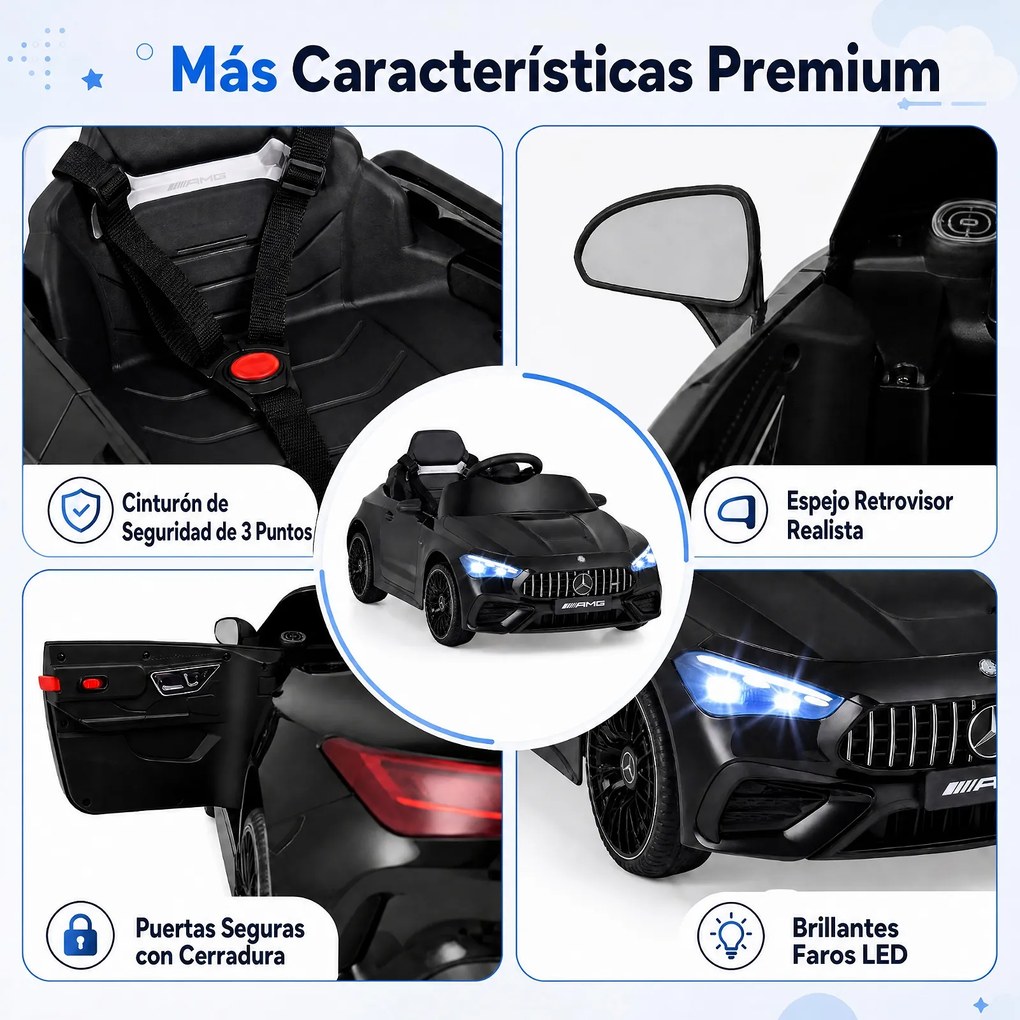 Carro Elétrico Infantil 2 a 5 anos até 25 kg, 99 x 54 x 43 cm, Comando à Distância, Preto