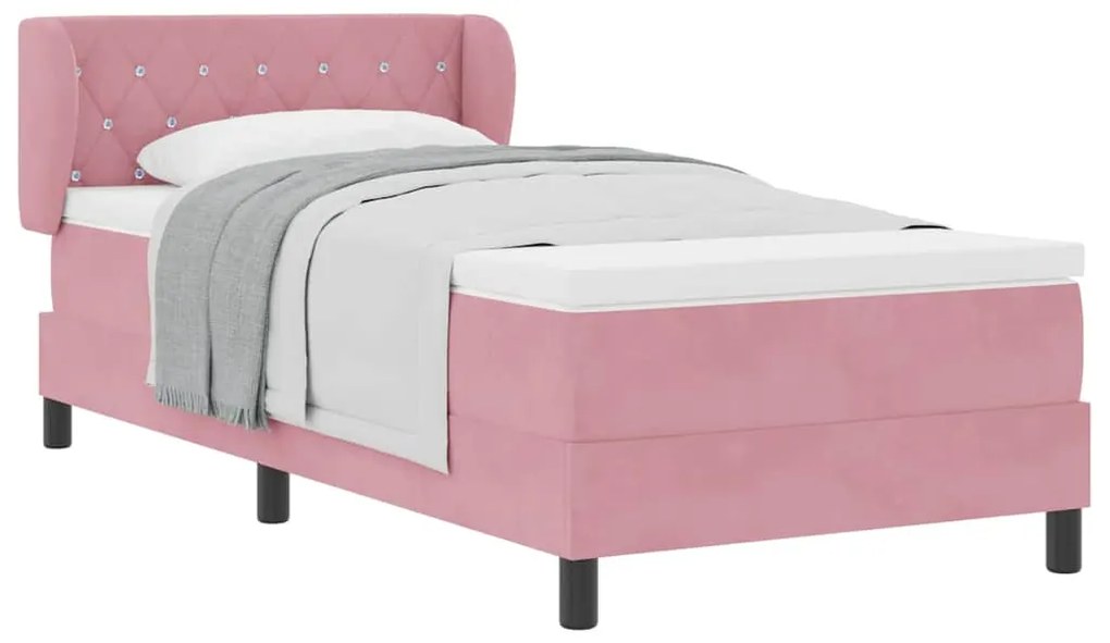 Cama Box com Colchão vidaXL Rosa 90x190 cm em Veludo