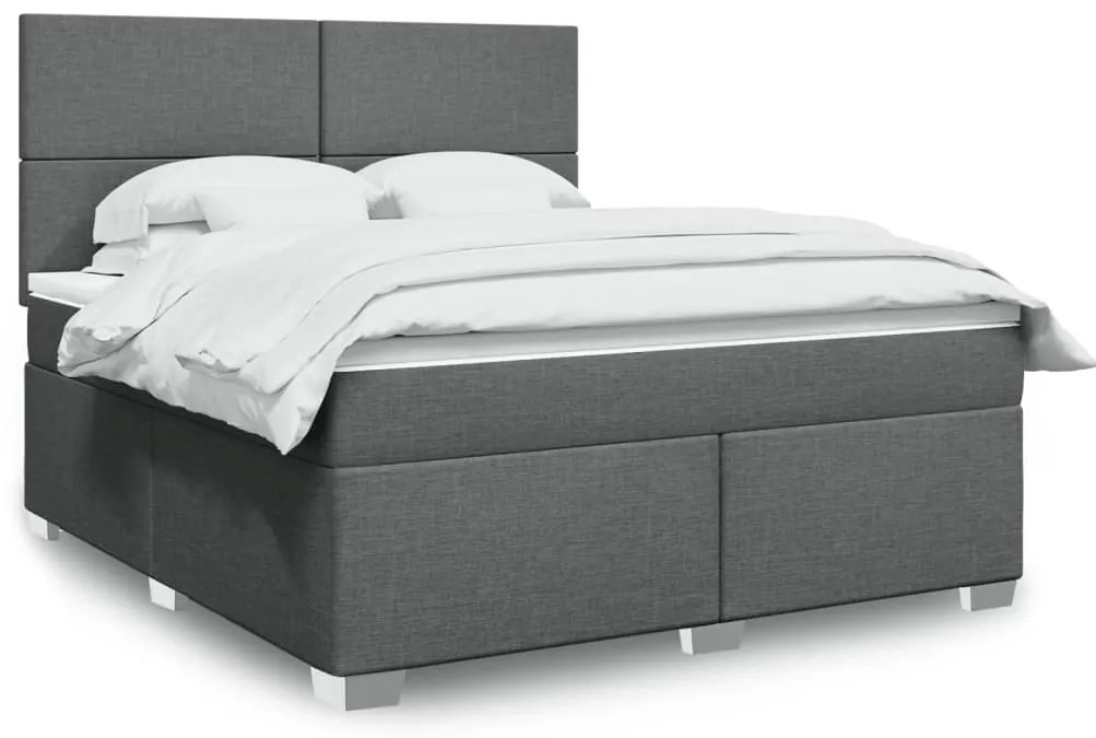 vidaXL Cama com molas/colchão 180x200 cm tecido cinzento-escuro