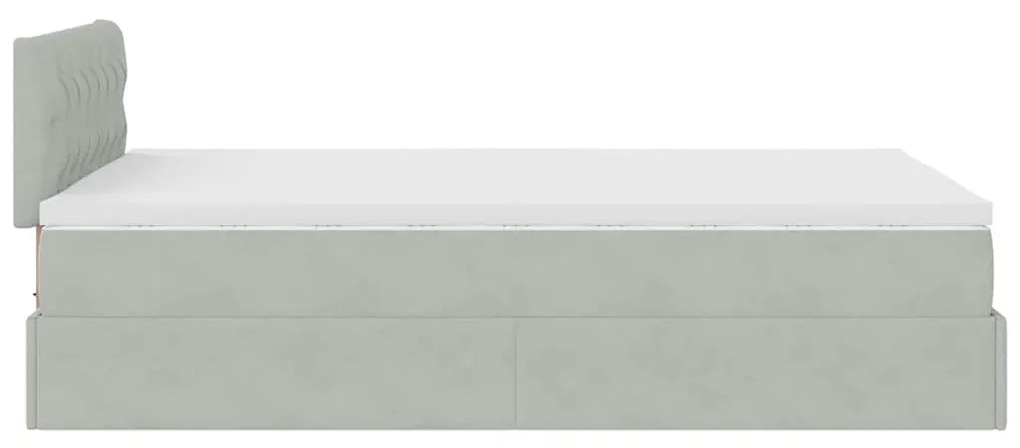 Cama otomana com colchão cinza claro 120x190 cm Veludo