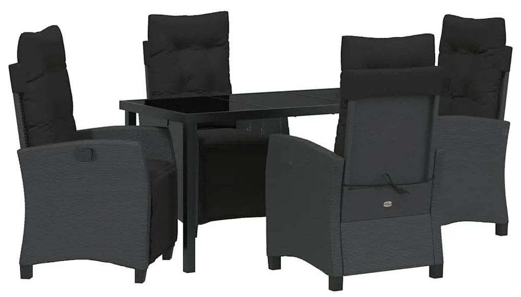 Conjunto de Jantar de Jardim 5 Peças Preto em Ratan Sintético