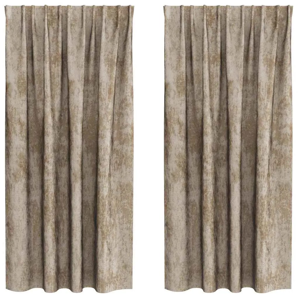 Cortinas de Veludo 2 peças com Ilhós Champagne 175x140 cm