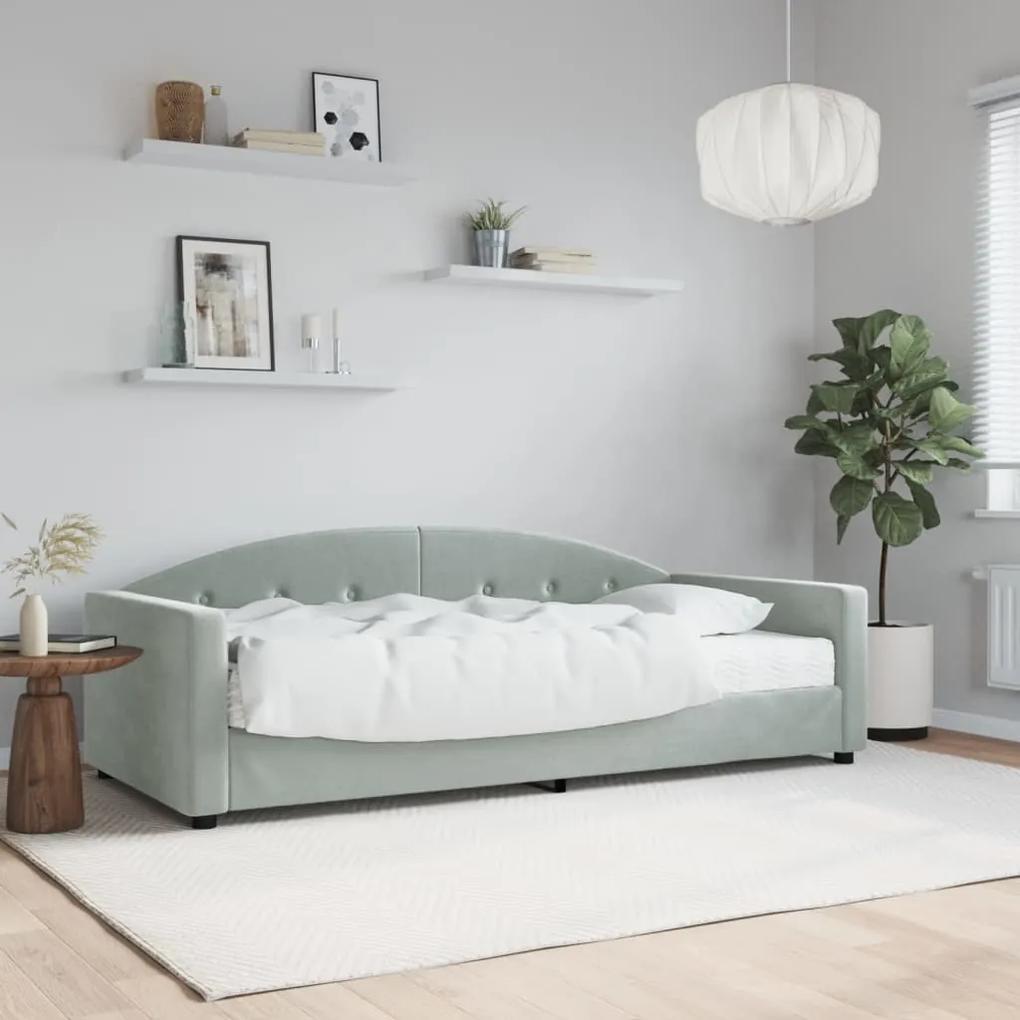 3197277 vidaXL Sofá-cama com colchão 90x200 cm veludo cinzento-claro