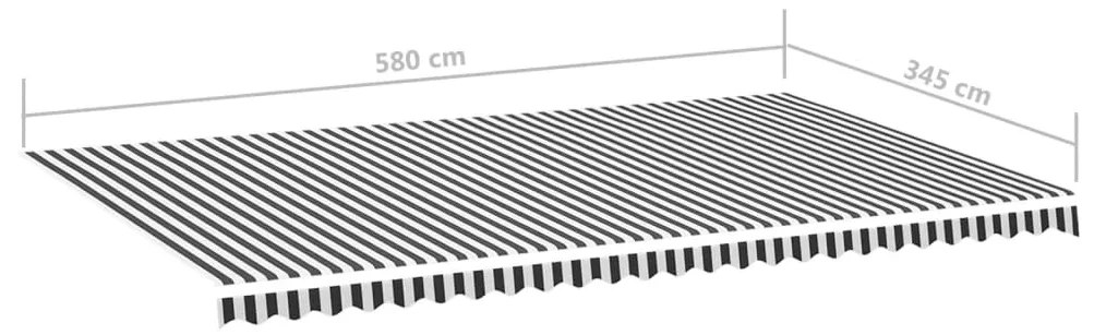 Tecido de substituição para toldo 6x3,5 m antracite e branco