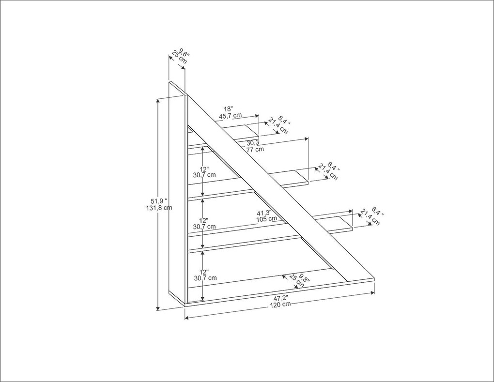 Estante Pisagor – Mármore Branco – 120x131,8x25 cm