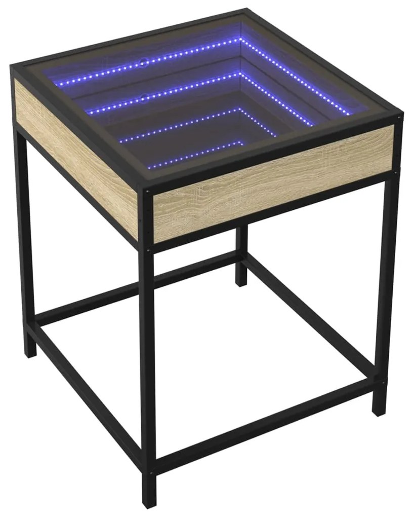 Mesa de centro luzes LED Infinity 40x40x51 cm carvalho sonoma