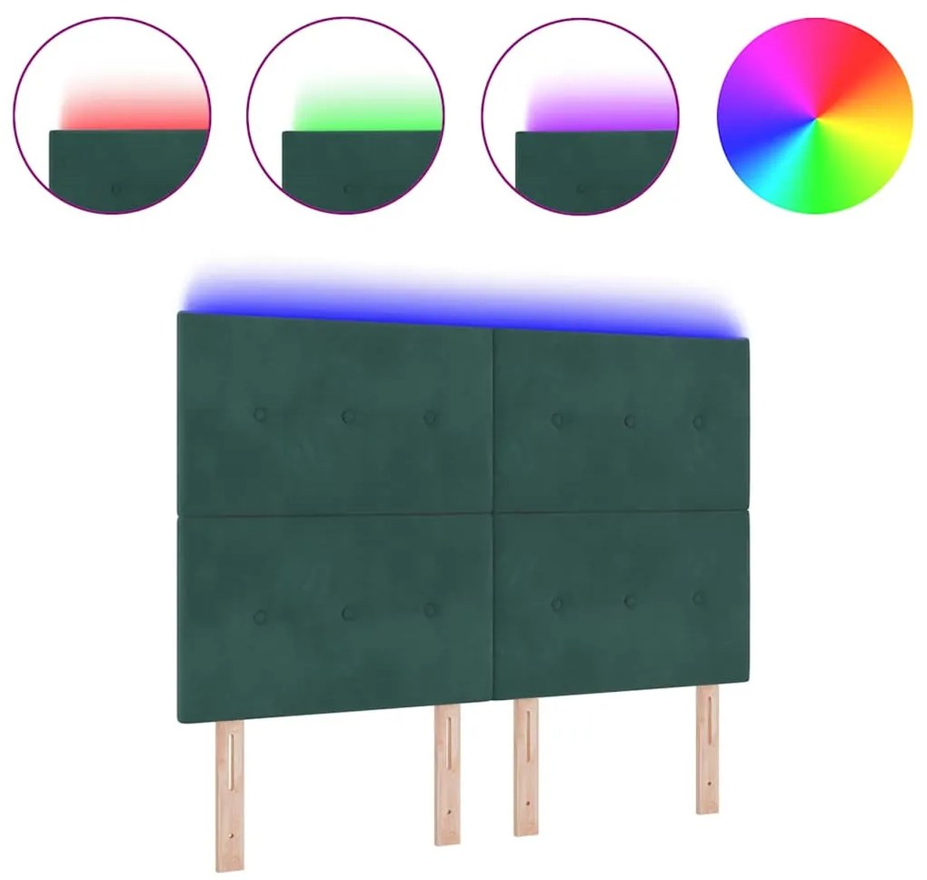 Cabeceira LED Verde Escuro 72 cm Veludo