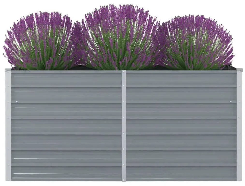 Canteiro de jardim elevado 160x80x77cm aço galvanizado cinzento