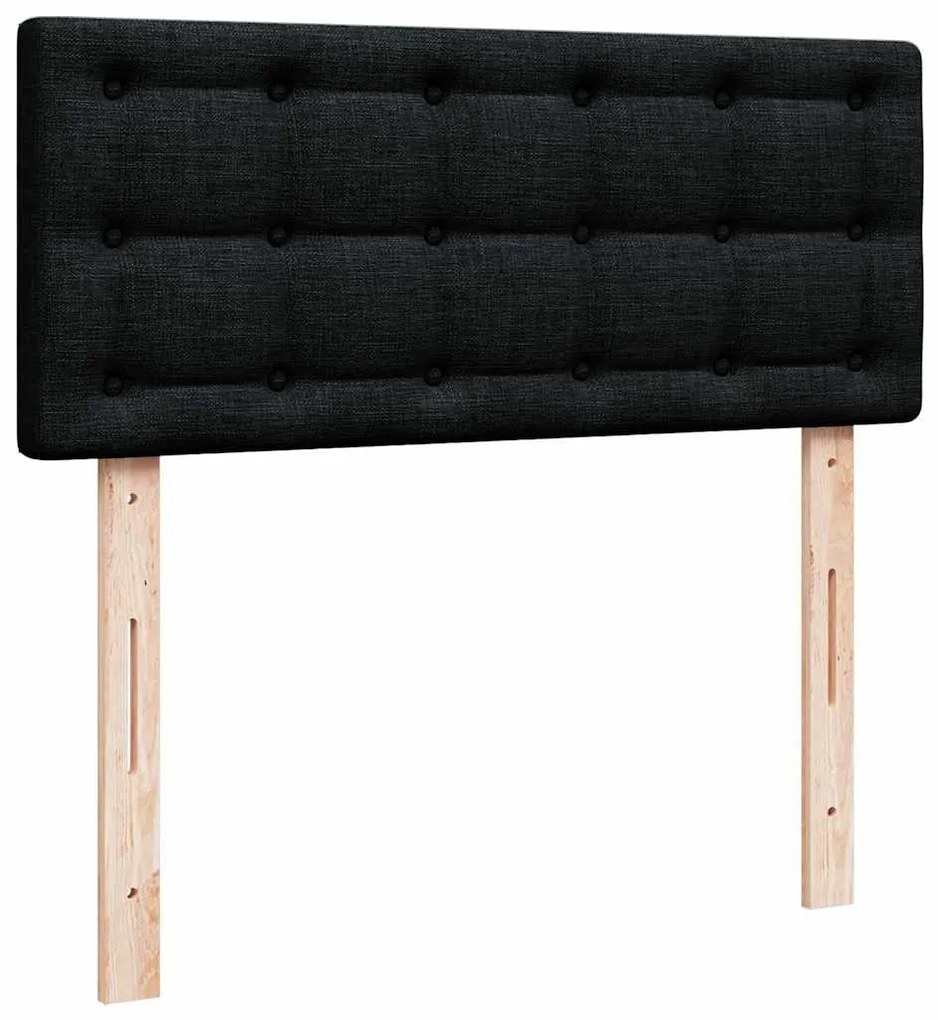 Cama otomana com colchão & LEDs 120x190 cm tecido preto