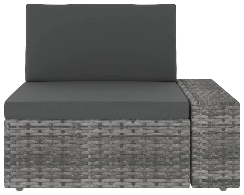 3 pcs conjunto lounge de jardim vime PE cinzento