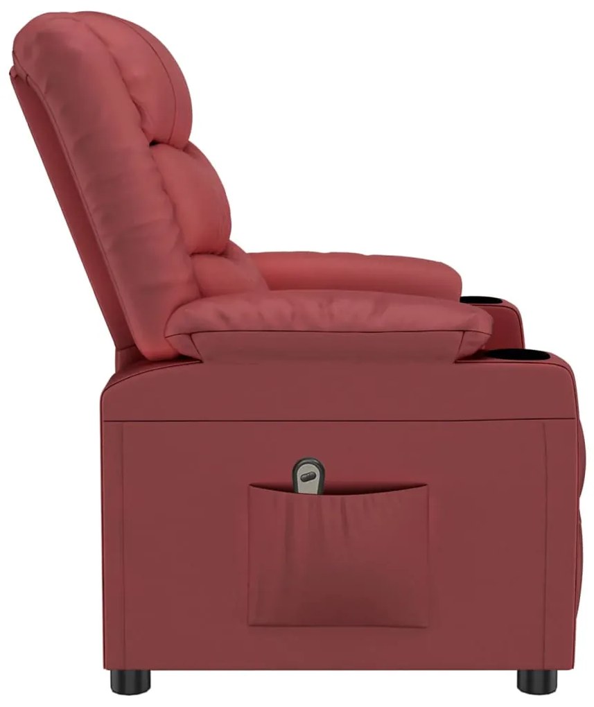 Poltrona reclinável elétrica couro artificial vermelho tinto
