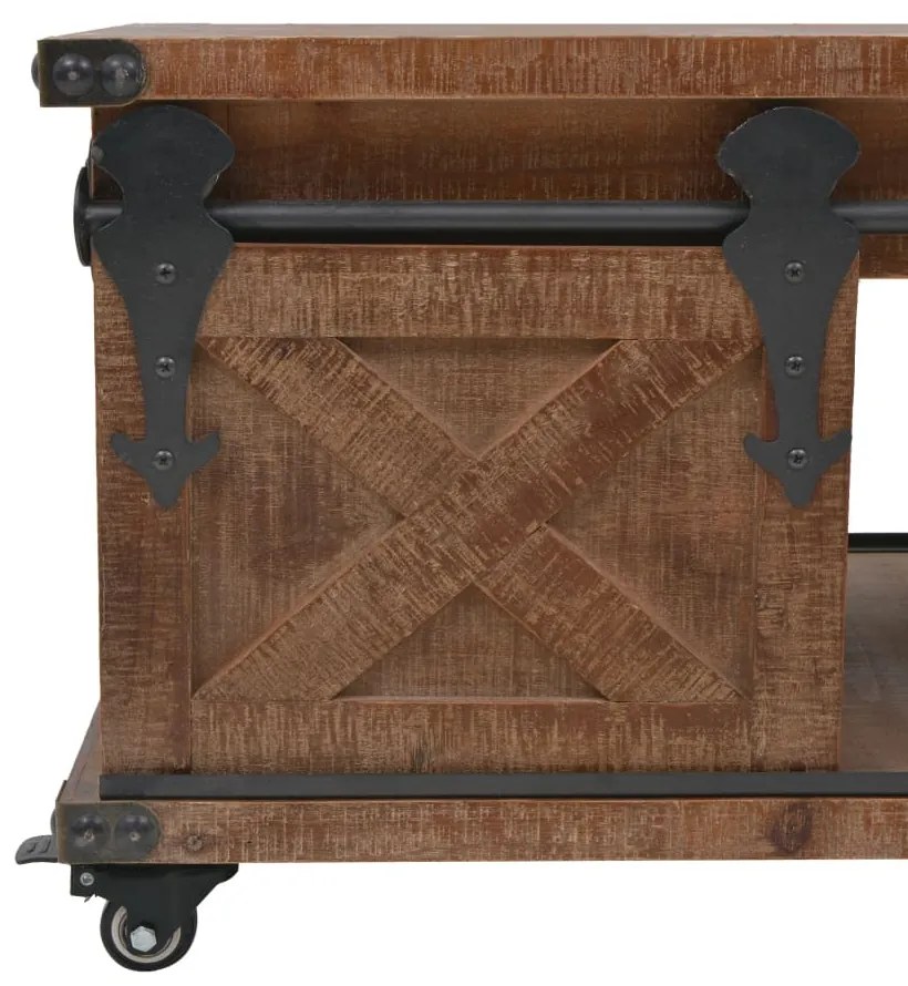 Mesa de centro em madeira de abeto maciça 91x51x38 cm castanho
